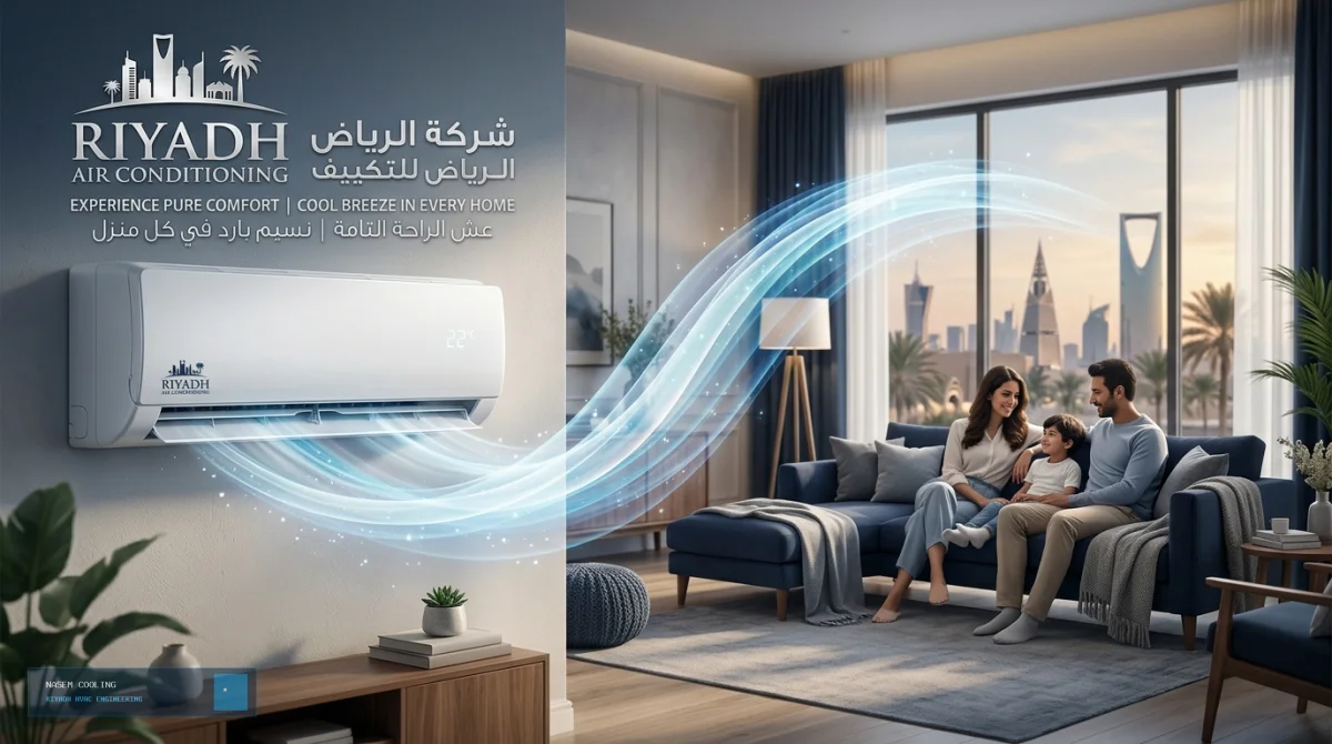 فني شركة نسيم للتكييف يقوم بتركيب مكيف سبليت بالرياض